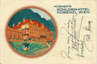 Wien XIX: Gruß aus Schlosshotel Kobenzl Prospekt mit Autogrammen Fritz Grünbaum Steiner und 1 Prospekt mit weiteren Autogramm