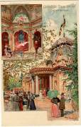 Burgenland: Gruß aus Giesshübl Sauerbrunn Litho 1902 Quellentempel