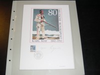 Karl May ( Winnetou )  Sonderblatt  ( 399 / 1000 )   FDC.