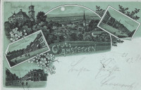 NÖ: Gruß aus Amstetten Litho 1898 Wienerstrasse, Hauptplatz, Schloss ..