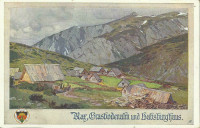 NÖ: Gruß von der Rax Grasbodenalm Habsburghaus 1927 Schulverein Karte 524