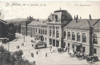 NÖ: Gruß aus St. Pölten 1915 k.k. Staatsbahnhof Mit Strassenbahn, Fuhrwerken usw