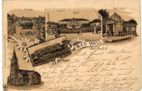 OÖ: Gruß aus Bad Hall Litho 1897 Tassilo Quelle, Curhaus Trinkhalle, Promenade,
