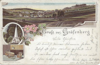 Gruß aus Gräfenberg in Böhmen Litho 1899 Denkmahl, Bad, Panorama usw..