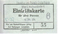 Gruss aus Wien I: Palais Esterhazy 1954 Eintrittskarte für 1 Person