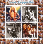 Benin 2003:  Led Zeppelin  Block  mit Sonderstempel