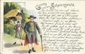 Deutschland: Gruss aus dem Schwarzwald Litho 1897 2 Bauern in Tracht n Karlsruhe