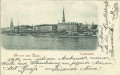 Lettland: Gruß aus Riga 1899 Totalansicht Fluss, Schiffe, Hafen .. nach Wien gelaufen
