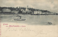 OÖ: Gruß aus Mauthausen an der Donau 1899 Häuser, Dampfer, Boot usw.