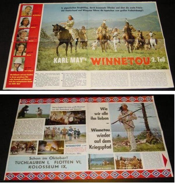 Winnetou II ( Karl May ) ( FALTBLATT ) Lex Barker, Pierre Brice, Karin Dor, Klaus Kinski, Anthony Steel, Terence Hill, Renato Baldini, Eddi Arent,