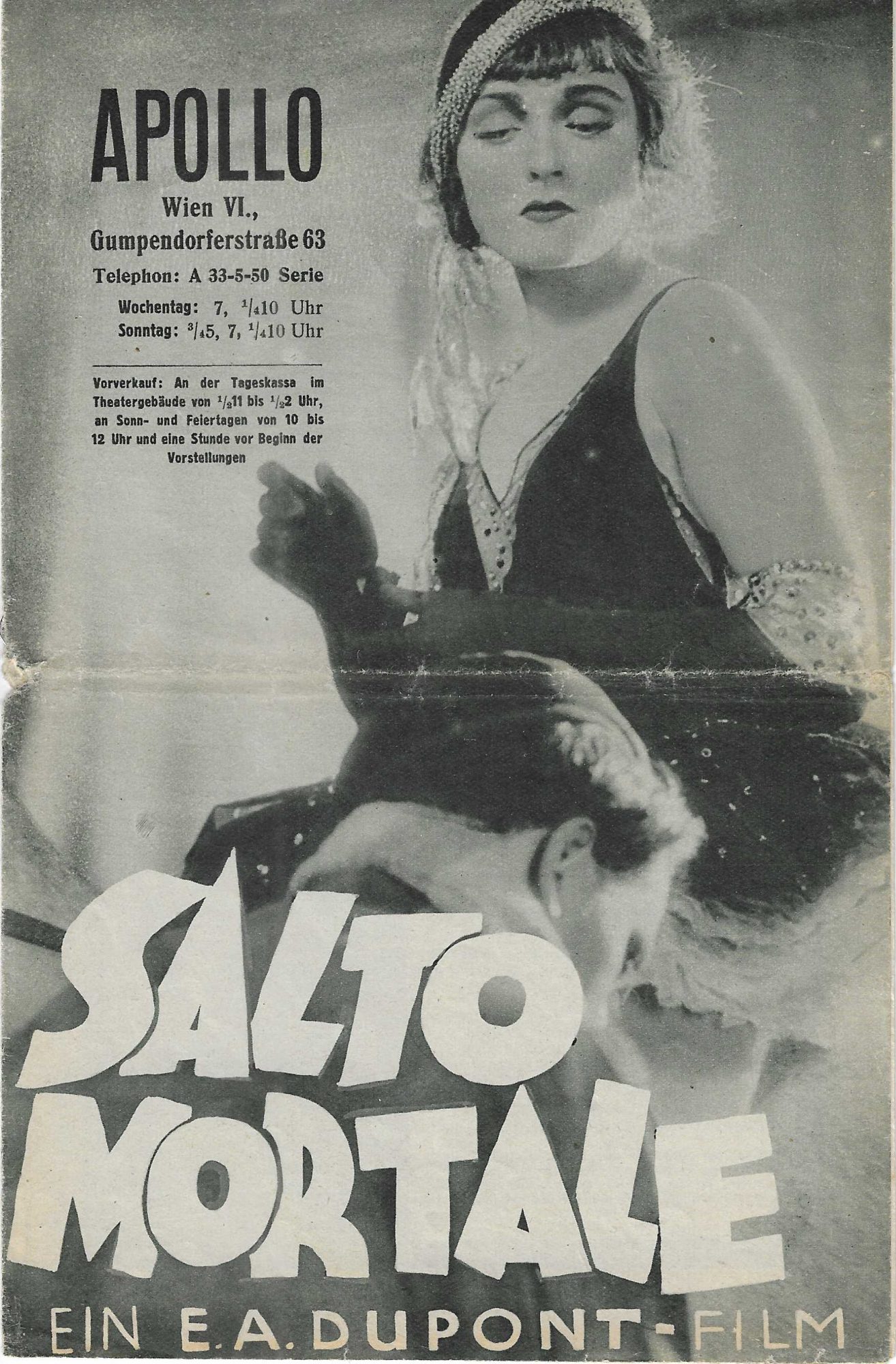 IFK: Nr: 236 : Salto Mortale, ( E. A. Dupont ) Anna Sten, Reinhold Berndt, Adolf Wohlbrück, Otto Wallburg, Kurt Gerron,