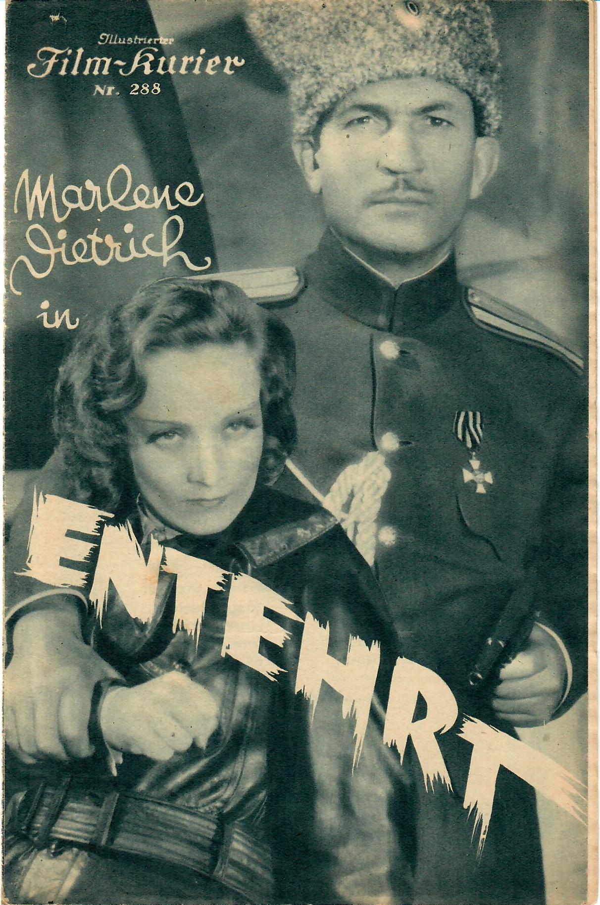 IFK: Nr: 288 : Entehrt (Josef von Sternberg) Marlene Dietrich, Victor McLaglen, Gustav von Seyffertitz, Warner Oland, Lew Cody, Barry Norten,