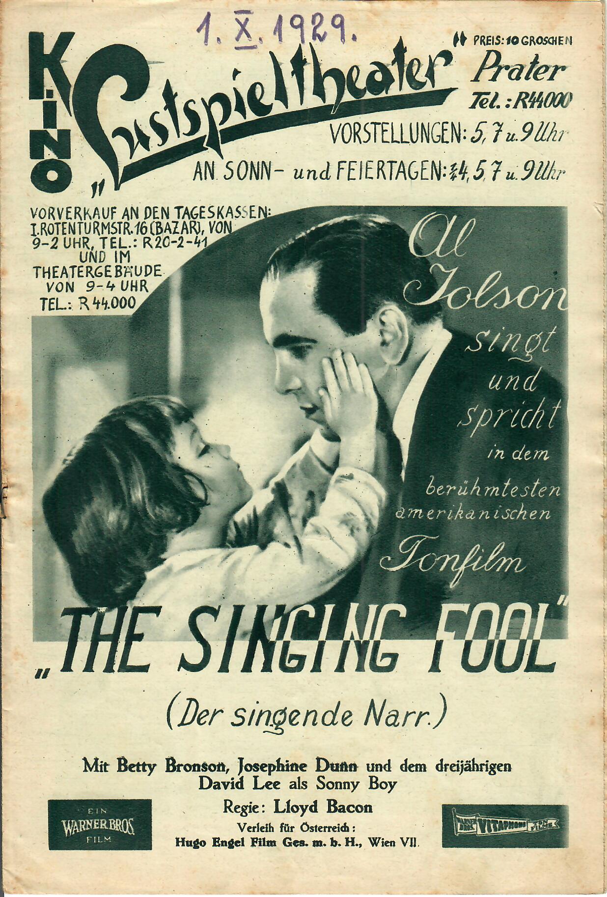 Film im Bild 09 : Der singende Narr ( Prater Premiere weiss ) Al Jolson Betty Bronson