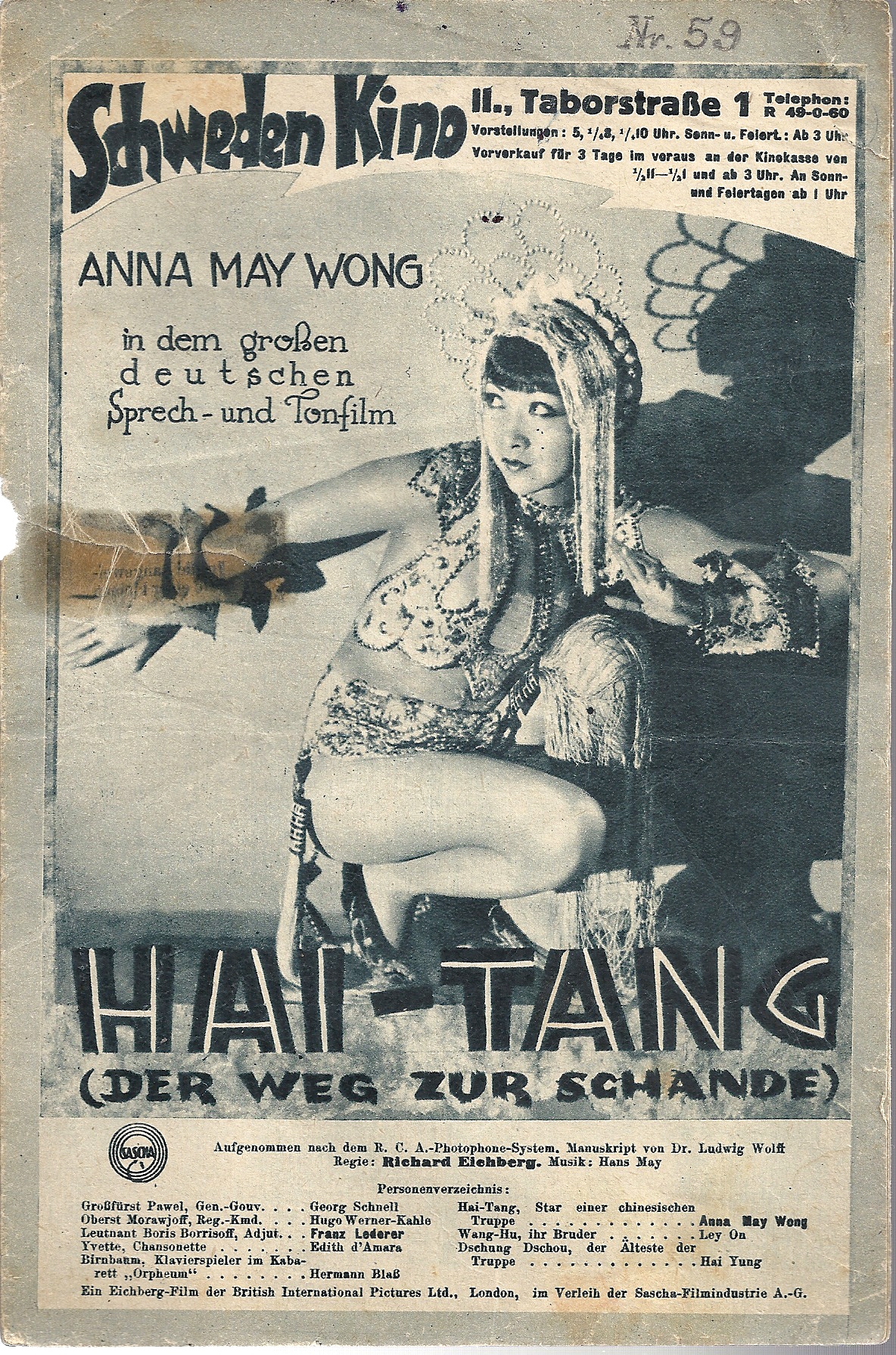 IFK: Nr: 59 : Hai Tang (Schande) ( Premieren Ausgabe )Anna May Wong Franz Lederer