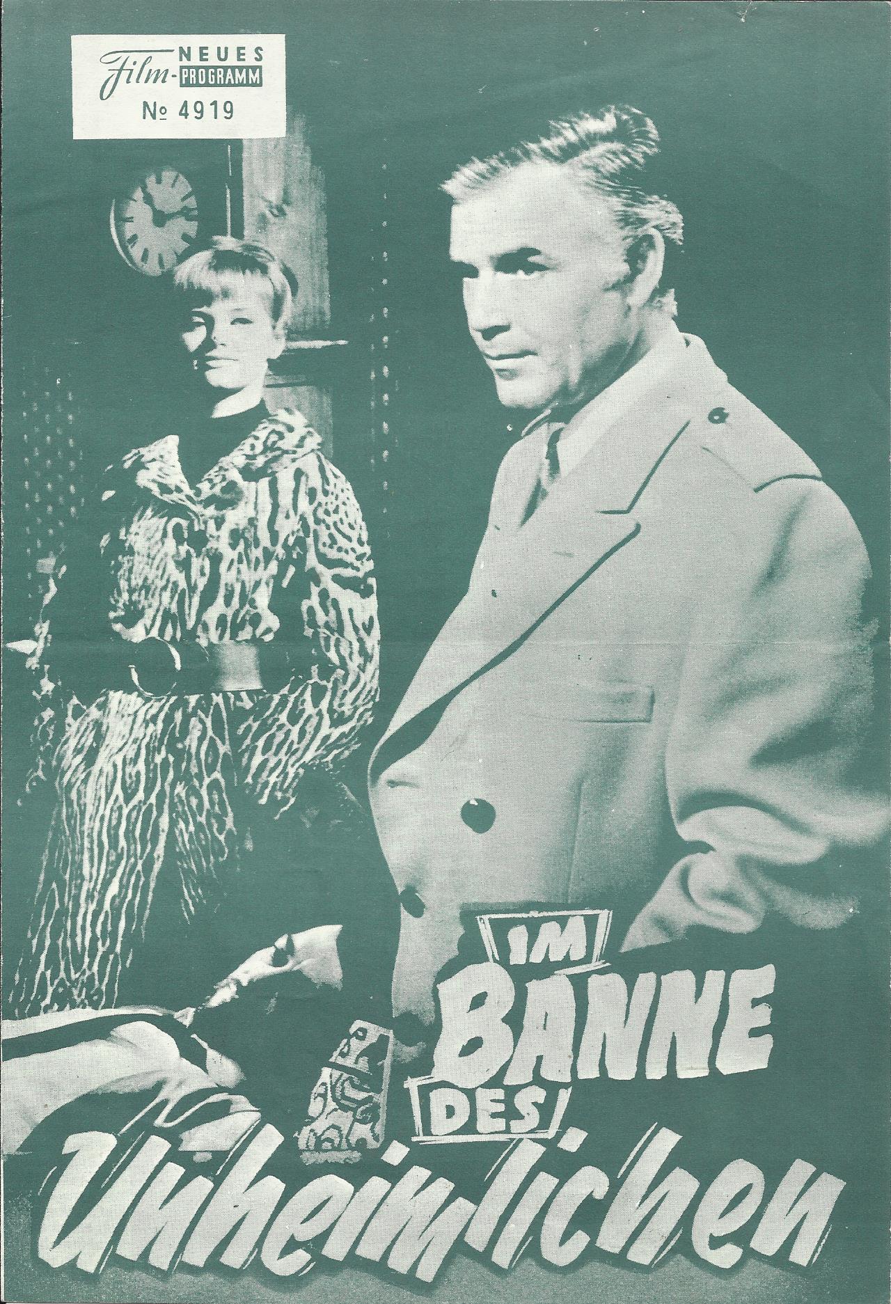 4919: Im Banne des Unheimlichen ( Edgar Wallace ) Joachim Fuchsberger, Siv Mattson, Wolfgang Kieling, Pinkas Braun, Peter Mosbacher, Hubert von Meyerinck, Siegfried Rauch,