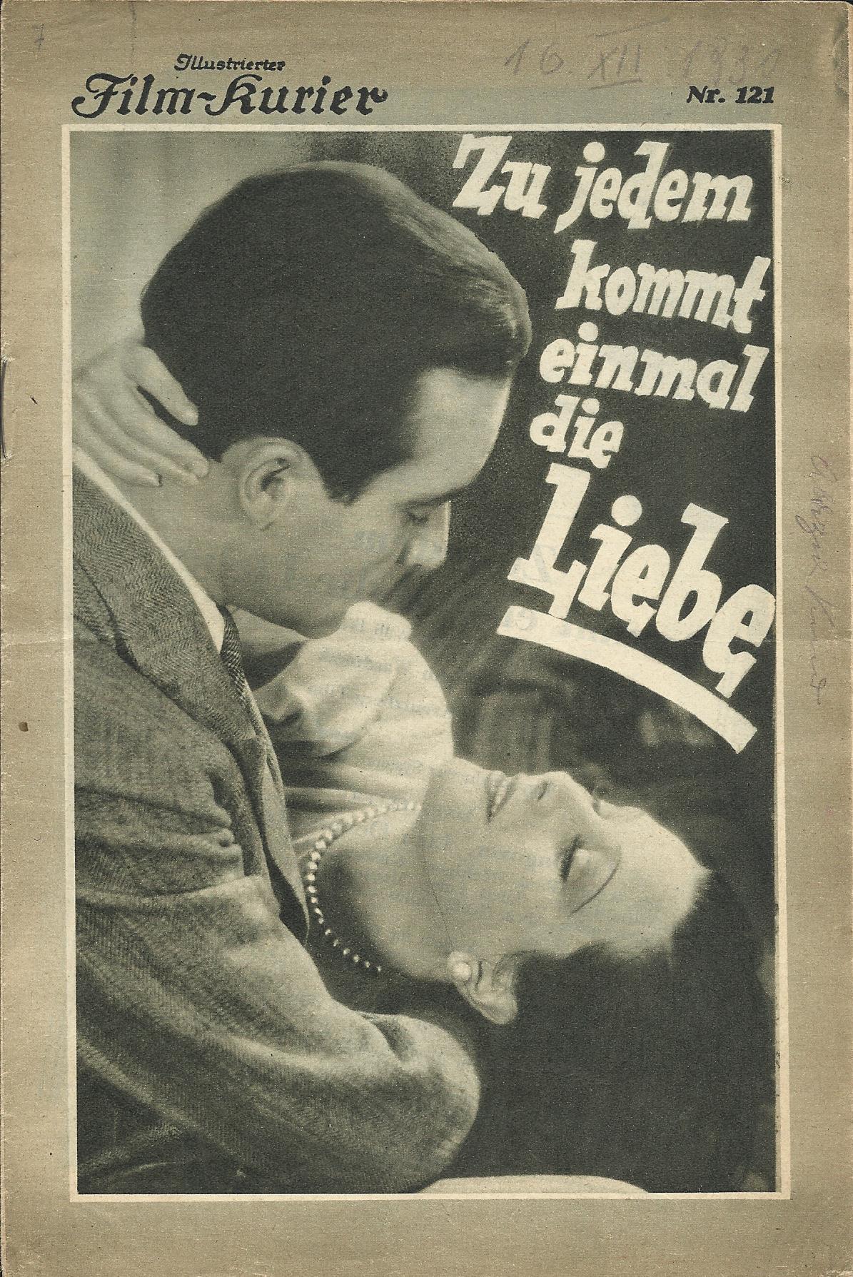 IFK: Nr: 121 : Zu jedem kommt einmal die Liebe, Lil Dagover, Lien Deyers, Igo Sym, Paul Hörbiger, Ida Wüst, Felix Bressart,