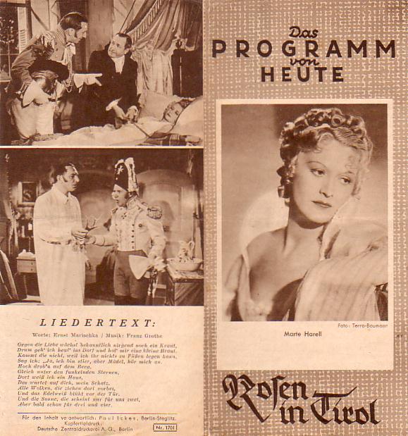 1701: Rosen in Tirol, Marte Harell, J. Heesters, Elfriede Datzig,