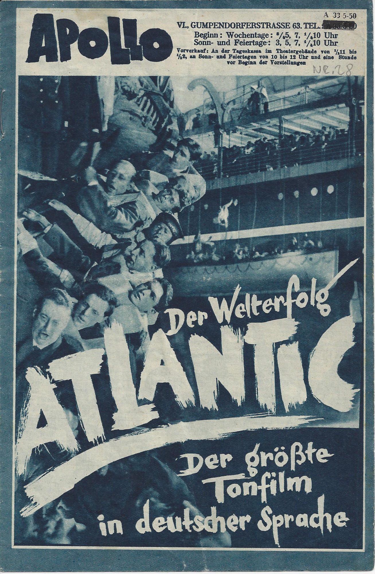 Film im Bild 28 : Atlantic ( E. A. Duont " s ) ( Premieren Ausgabe )Fritz Kortner, Else Elster, Julia Serda, Willy Forst,
