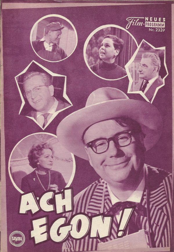 2339: Ach Egon (Wolfgang Schleif) ( Hellviolett ) Heinz Erhardt, Corny Collins, Adrian Hoven, Grethe Weiser, Gunther Philipp, Carmela Künzel, Ruth Stephan, Hans Richter, Rudolf Vogel