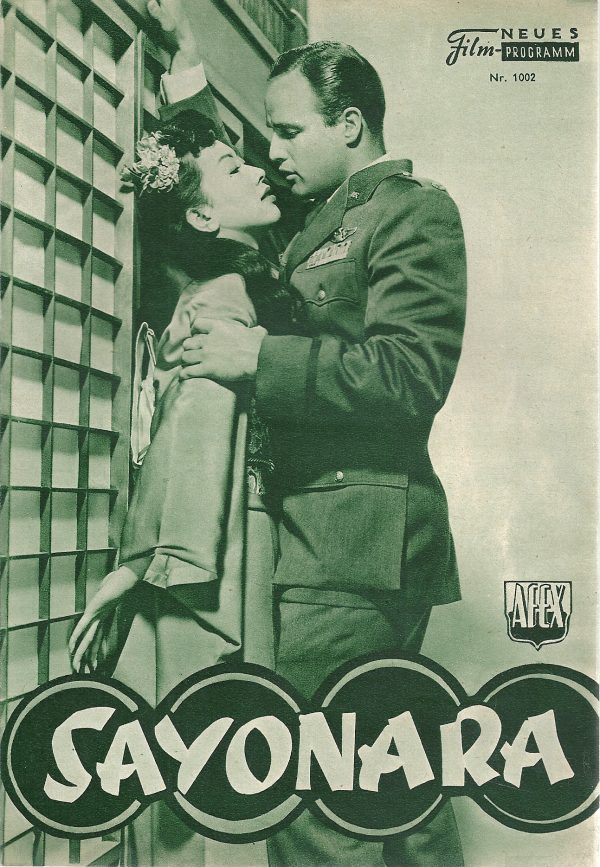 1002: Sayonara (Joshua Logan) Marlon Brando, Patricia Owens, Martha Scott, James Garnes, Miiko Taka, Miyoshi Umeki, Red Buttons, Kent Smith, Douglas Watson, Soo Yong, Richard Montalban