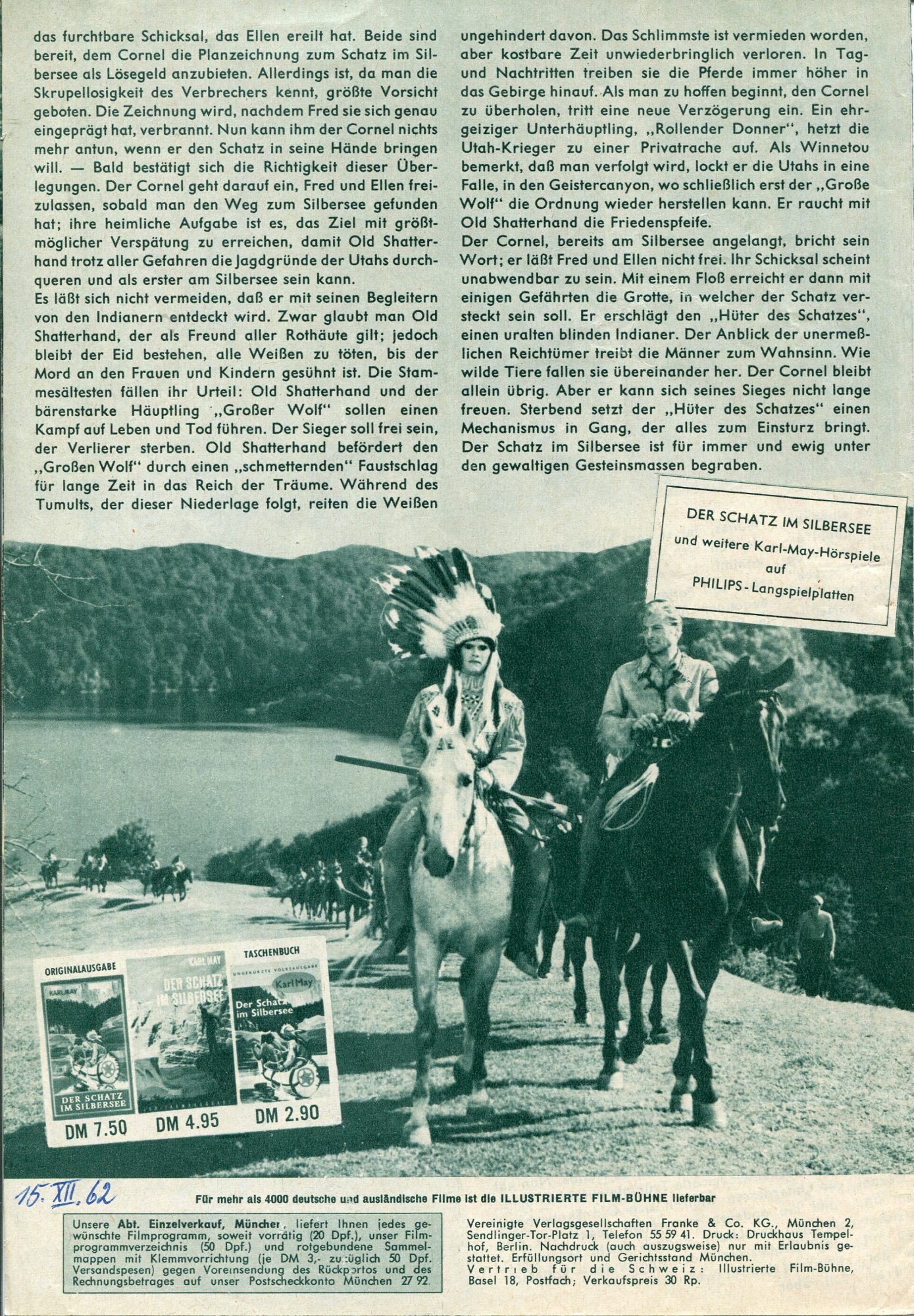 Der Schatz im Silbersee ( Karl May ) ( IFB ) ( BUNT ) Lex Barker, Pierre Brice, Götz George, Karin Dor, Herbert Lom, Marianne Hoppe, Eddie Arent, Jan Sid, Ralf Wolter, Mirko Bauman,