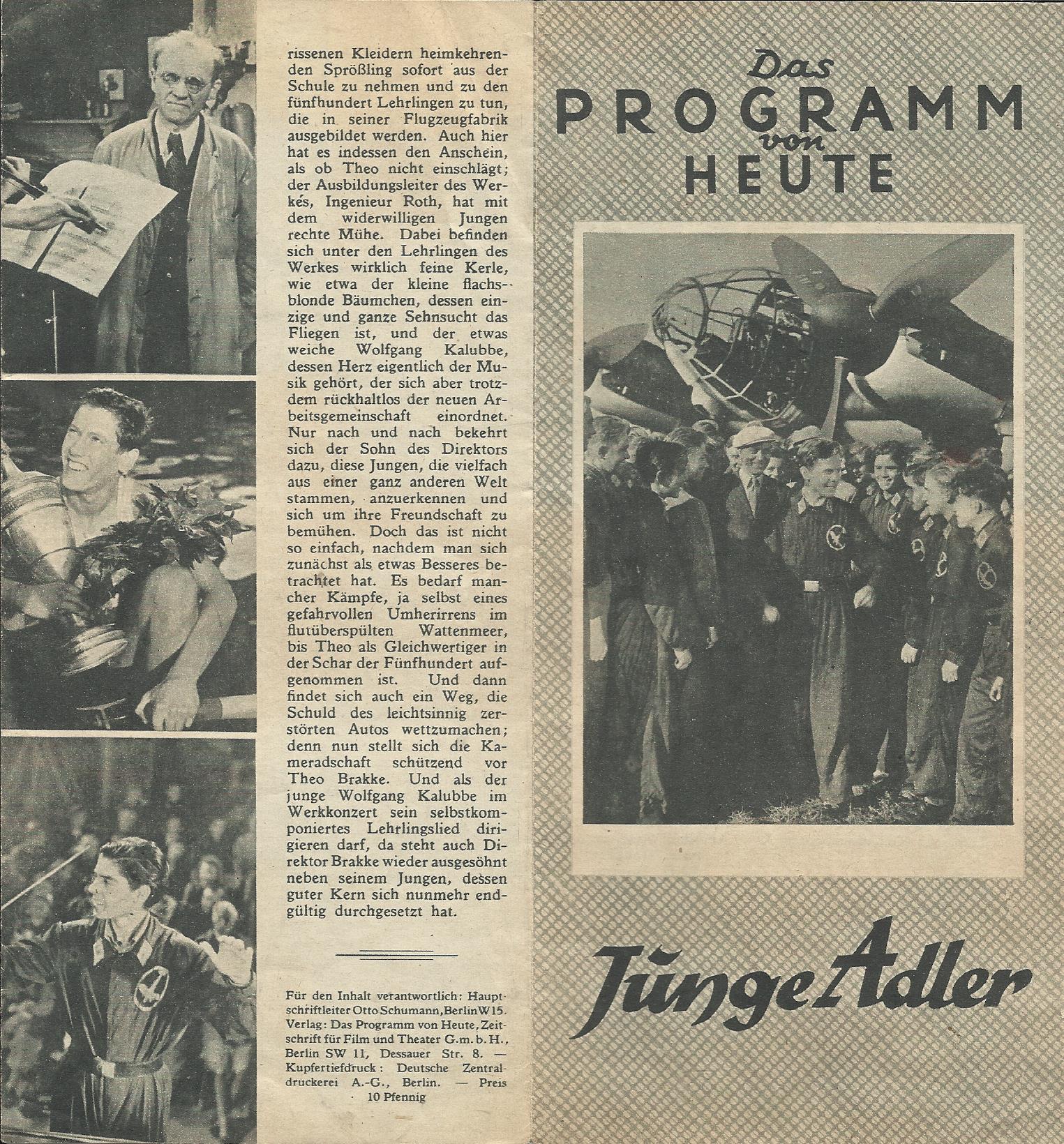 PvH: Junge Adler ( Fliegerpropaganda ) Willy Fritsch, Dietmar Schönherr, Herbert Hübner