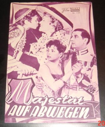 1135: Majestät auf Abwegen (Heinz Fiebig) Fita Benkhoff, Oliver Grimm, Chariklia Baxevanos, Claus Biederstaedt, Agnes Fink, Michael Andé, Boy Gobert, Günther Hoffmann, Fernand Léane, Albert Bessler, Leonhard Steckel, Gisela Trowe, Gerd Frickhöffer, Eduar