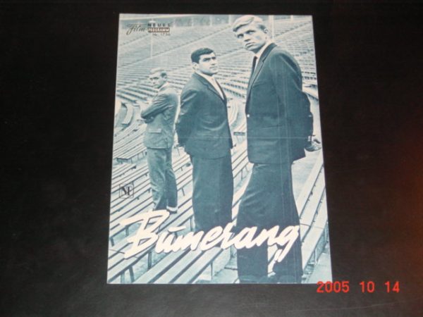 1736: Bumerang (Alfred Weidenmann) Hardy Krüger, Horst Frank, Mario Adorf, Martin Held, Ingrid van Bergen, Peer Schmidt, Ernst Waldow, Cordula Trantow, Lu Säuberlich, Wega Jahnke, Marie Luise Nagel