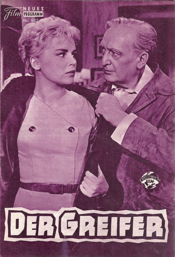 885: Der Greifer (Eugen York) Hans Albers, Mady Rahl, Horst Frank, Hansjörg Felmy, Susanne Cramer, Ernst Stankovski, Werner Peters, Bärbel Wycisk, Agnes Windeck, Siegfried Lowitz, Fritz Wagner, Reinhard Kolldehoff, Karl Hellmer, Kua Eibenschütz, Herbert