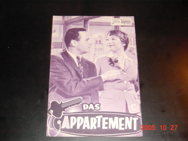 2119: Das Appartment (Billy Wilder) Shirley MacLaine, Jack Lemmon, Fred MacMurray, Ray Walston, Edie Adams, David Lewis, Jack Kruschen, Joan Shawlee, Hope Holiday, Johnny Seven, Naomi Stevens