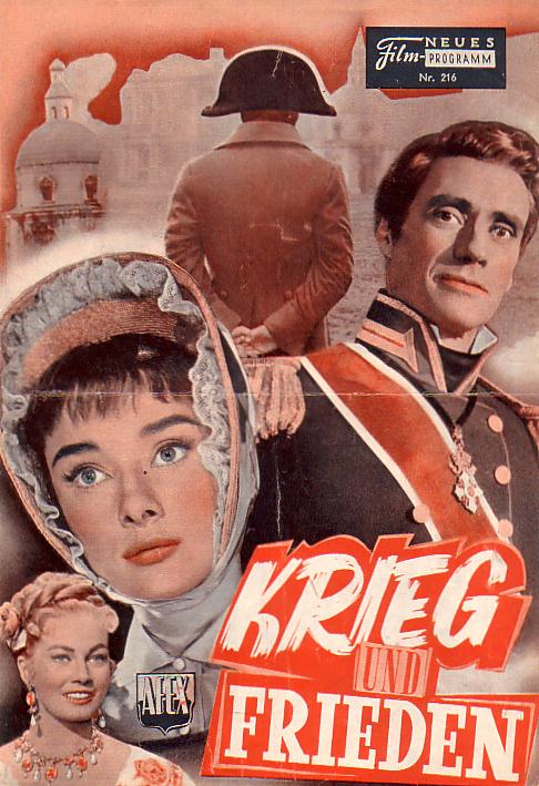 216: Krieg und Frieden (King Vitor) (Bunt) Audrey Hepurn, Anita Ekberg, Henri Fonda, Mel Ferrer, Viittorio Gassman, John Mills, Herbert Lom, Oscar Homolka, Helmut Dantine, Barry Jones, Lea Seidl, Anna Maria Ferrero, Milly Vitale, Jeremy Brett, May Britt