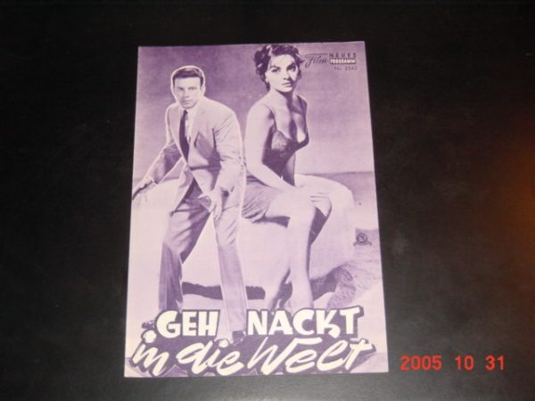 2242: Geh nackt in die Welt (Ranald Macdougall) Gina Lollobrigida, Anthony Franciosa, Ernest Borgnine, Luana Patten, Will Kuluva, Philip Ober, John Kellog, Nancy R. Pollock, Tracey Roberts, Yale Wexler, Rodney Bell, John Gallaudet, Chet Stratton, Maggie P