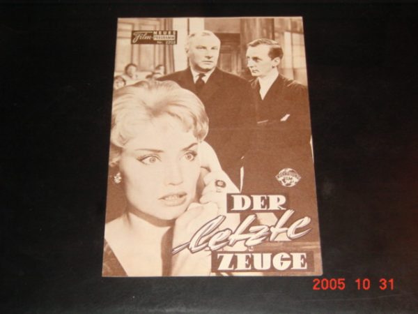 2256: Der letzte Zeuge (Wolfgang Staudte) Martin Held, Harald Juhnke, Hanns Lothar, Ellen Schwiers, Jürgen Goslar, Adelheid Seeck, Werner Hinz, Lore Hartling, Siegfried Wischnewski, Otto Graf, Albert Bessler, Lucie Mannheim, Hellmut Grube, Blandine Ebing
