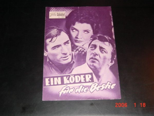 2829: Ein Köder für die Bestie (Cape Fear) (J. Lee Thompson) Gregory Peck, Robert Mitchum, Polly Bergen, Lori Martin, Martin Balsam, Jack Kruschen, Telly Savalas, Barrie Chase, Ward Ramsey, Edward Platt, John McKee, Page Slattery