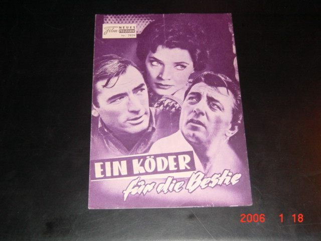 2829: Ein Köder für die Bestie (Cape Fear) (J. Lee Thompson) Gregory Peck, Robert Mitchum, Polly Bergen, Lori Martin, Martin Balsam, Jack Kruschen, Telly Savalas, Barrie Chase, Ward Ramsey, Edward Platt, John McKee, Page Slattery