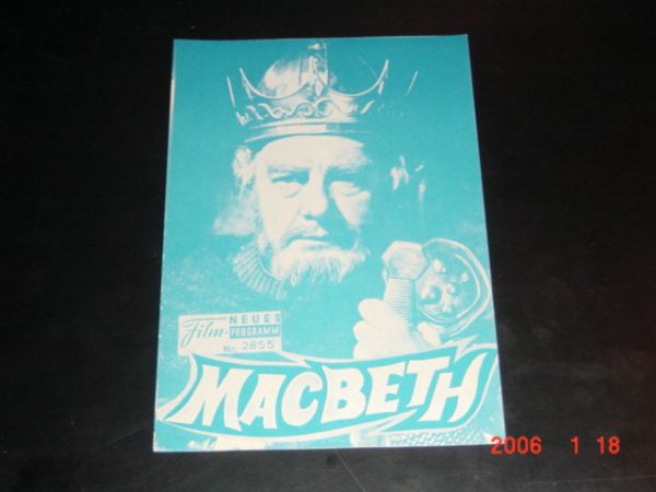 2855: Macbeth (George Schaefer) Maurice Evans, Judith Anderson, Ian Bannen, Michael Hordern, Malcom Keen, Jeremy Brett, Barry Warren, William Hutt, Valerie Taylor, Anita Sharp Bolster, April Olrich, Michael Ripper, Douglas Wilmer