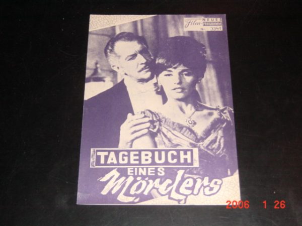 3341: Tagebuch eines Mörders (Reginald Le Borg) Vincent Price, Nanci Kovack, Chris Warfield, Elaine Devry, Stephen Roberts, Lewis Martin, Ian Wolfe, Edward Colmans, Mary Adams, Harvey Stephens, Nelson Olmstead
