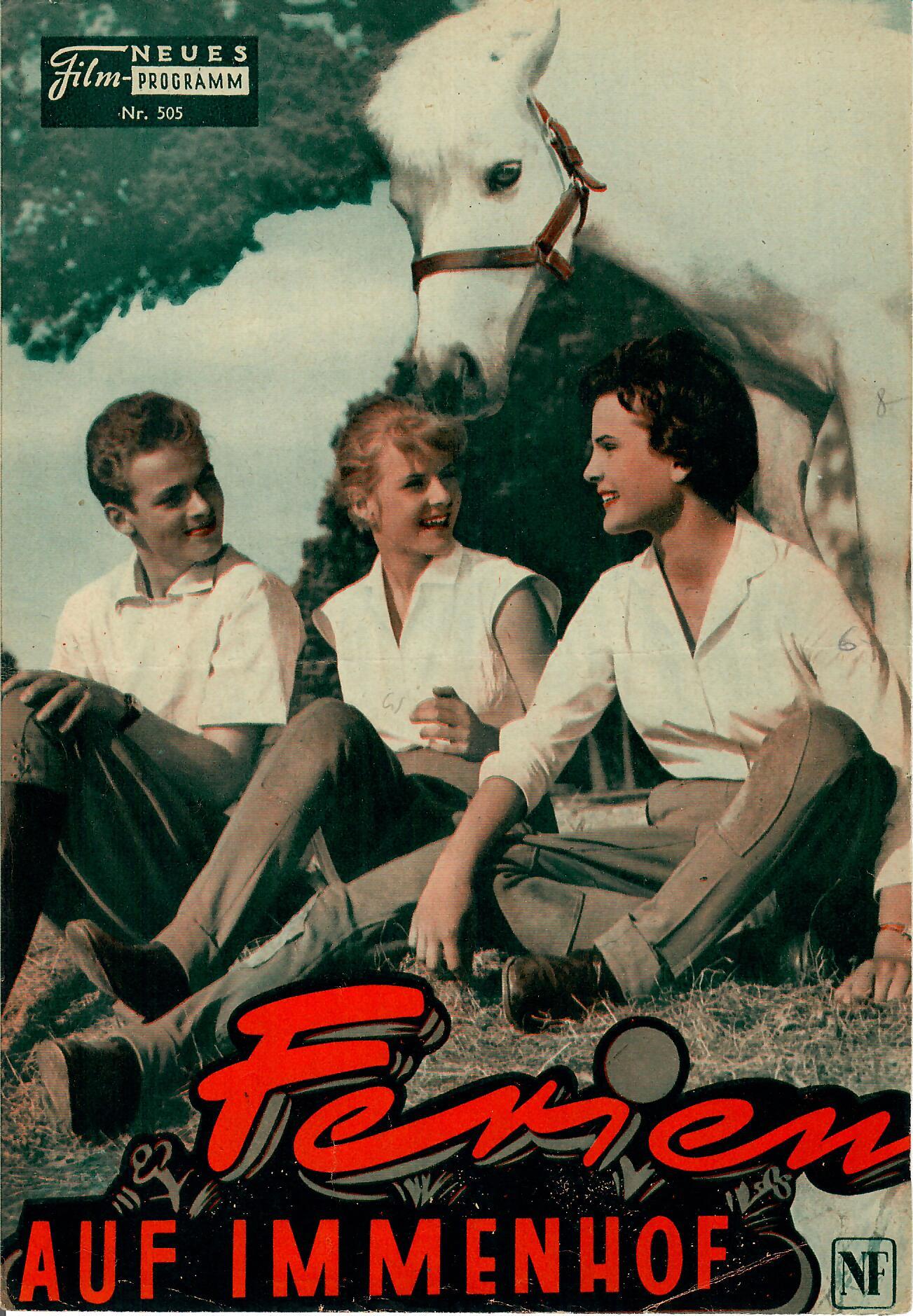 505: Ferien auf Immenhof (Herman Leitner) (Farbe) Heidi Brühl, Paul Klinger, Angelika Meissner, Margarete Haagen, Paul Henckels, Raidar Müller, Matthias Fuchs, Christiane Jansen, Karin Andersen, Hubert von Meyerinck, Josef Sieber, Roland Kaiser, Helen Vi