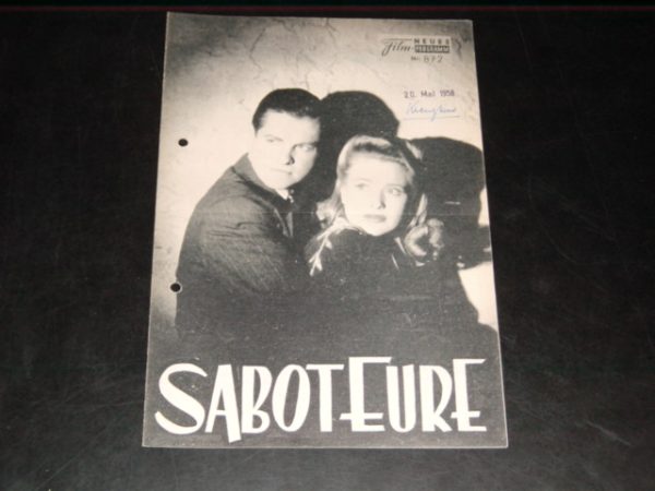 872: Saboteure (Alfred Hitchcock) Robert Cummings, Priscilla Lane, Otto Kruger, Alan Baxter, Clem Bevans, Norman Lloyd, Alma Kruger