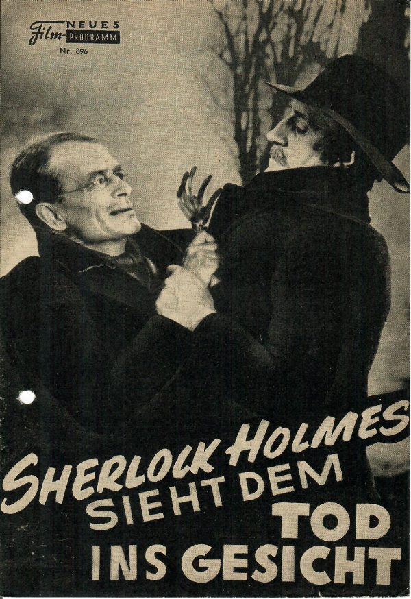 896: Sherlock Holmes sieht dem Tod ins Gesicht (Roy William Neill) Basil Rathbone, Nigel Bruce, Gerald Hamer, Paul Cavanagh, Arthur Hohl, Kay Haring, Miles Mander, Gale Sondergaard, Dennis Hoey, Vernon Downing, Mary Gordon