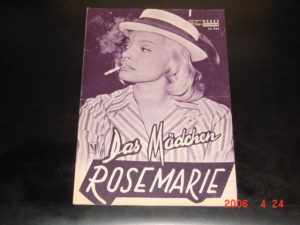 945: Das Mädchen Rosemarie (Rolf Thiele) ( innen andere Bilder ) Nadja Tiller, Peter van Eyck, Carl Raddatz, Gert Fröbe, Hanne Wieder, Jo Herbst, Werner Peters, Karin Baal, Erich von Loewis, Arno Paulsen, Tilo von Berlepsch, Hubert von Meyerinck, Helen V