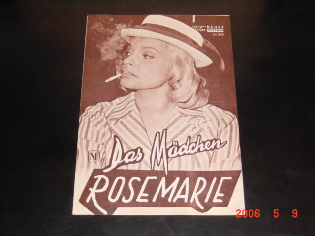 945: Das Mädchen Rosemarie ( Rolf Thiele ) Nadja Tiller, Peter van Eyck, Carl Raddatz, Gert Fröbe, Hanne Wieder, Jo Herbst, Werner Peters, Karin Baal, Erich von Loewis, Arno Paulsen, Tilo von Berlepsch, Hubert von Meyerinck