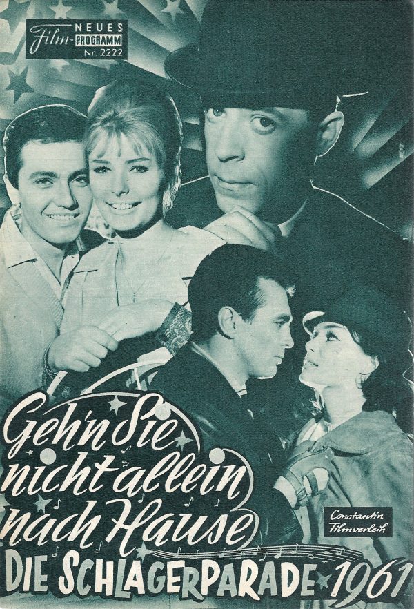 2222: Die Schlagerparade 1961 (Franz Marischka) Chris Howland, Vivi Bach, Renate Ewert, Gustav Scholz, Klaus Löwitsch, Bill Ramsey, Gerti Gordon, Bobby Todd, Ted Herold, Horst Pasderski, Gernot Duda, Eddi Arent