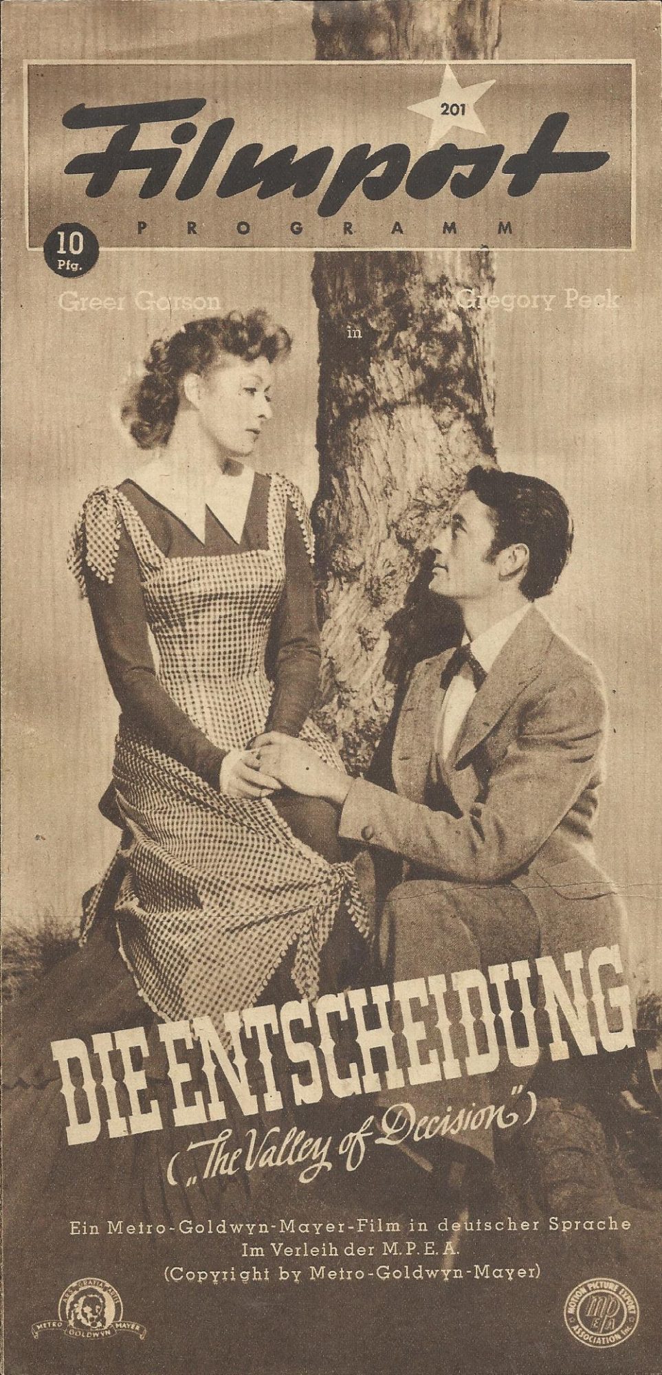 201: Die Entscheidung ( Tay Garnett ) Greer Garson, Gregory Peck, Donald Crisp, Lionel Barrymore, Gladys Cooper,