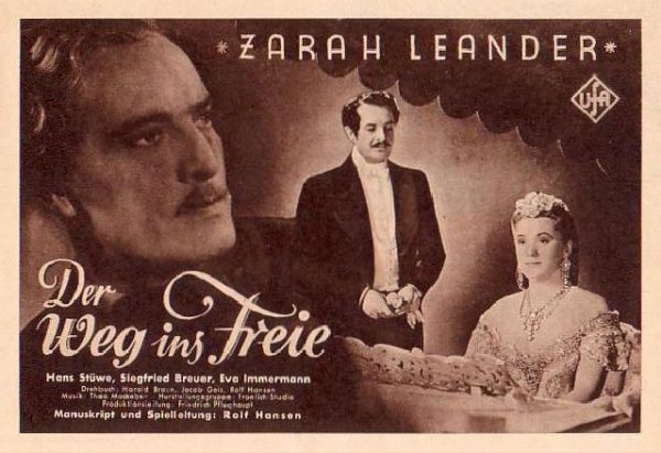 Der Weg ins Freie, Zarah Leander, Hans Stüwe, KV.