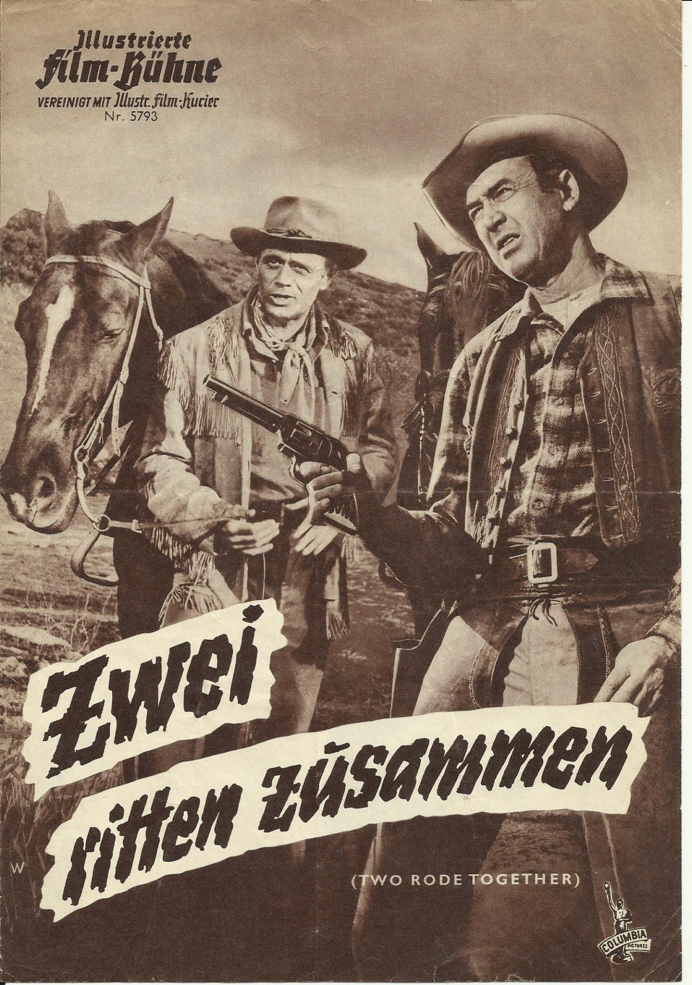 5793: Zwei ritten zusammen ( two rode together ) ( John Ford ) James Stewart, Richard Widmark, Andy Devine, Anelle Hayes, John Mcintire, Woody Strode, Shirley Jones,