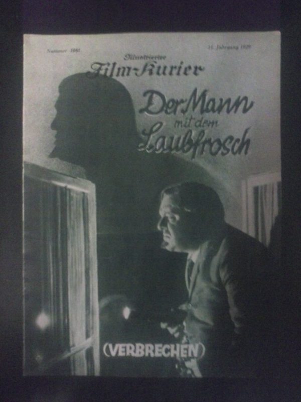 1081: Der Mann mit dem Laubfrosch ( Verbrechen ) (Gerhard Lamprecht) Heinrich George, Hans Junkermann, Evelyn Holt, Walter Rilla, Alexander Murski, Julie Serda, Olga Limburg, Harry Nestor, Maria Forescu, Johannes Bergfeld, Karl Hannemann, Hilde Schewior