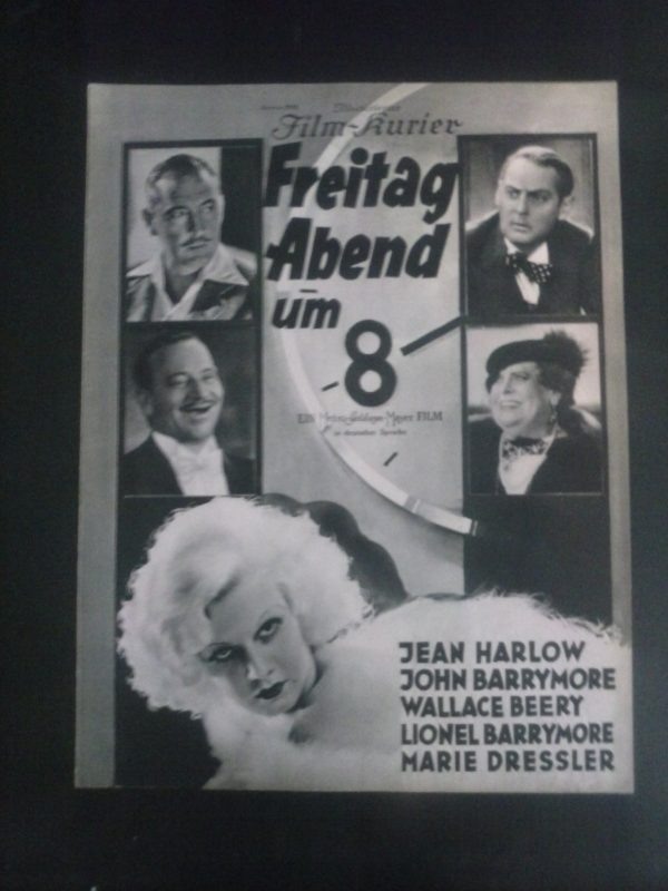 2102: Freitag Abend um 8 ( George Cukor ) Marie Dressler, John Barrymore, Wallace Beery, Jean Harlow, Lionel Barrymore, Lee Tracy, Edmund Lowe, Billie Burke, Madge Evans, Jean Hersholt, Karen Morley, Louise Closseer Hale, Phillips Holmes