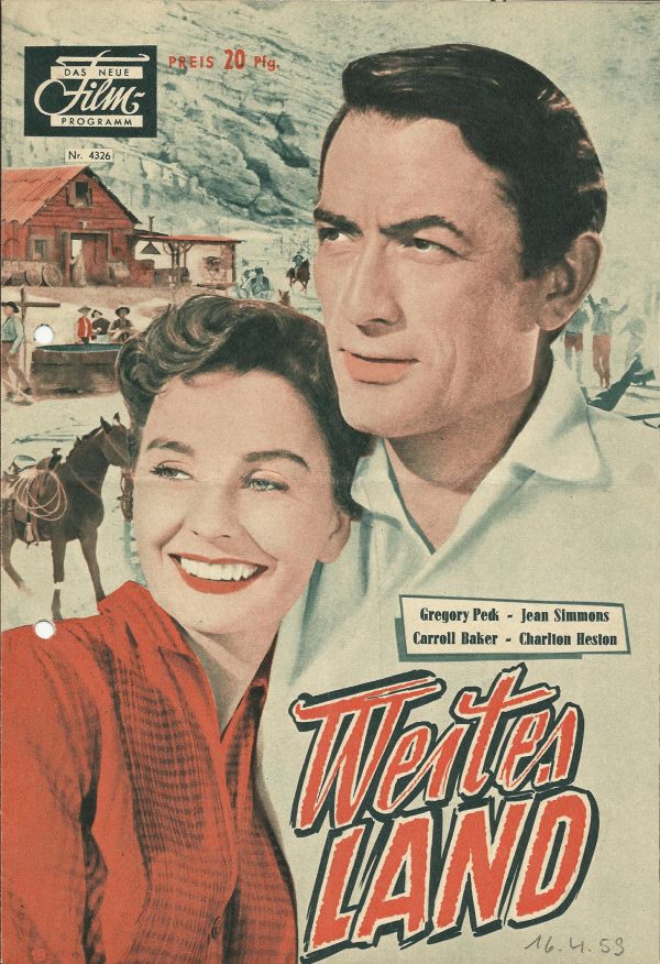 Weites Land ( William Wyler ) Gregory Peck, Jean Simmons, Carroll Baker, Charlton Heston, Burl Ives, Charles Bickford, Chuck Connors, Alfonso Bedoya