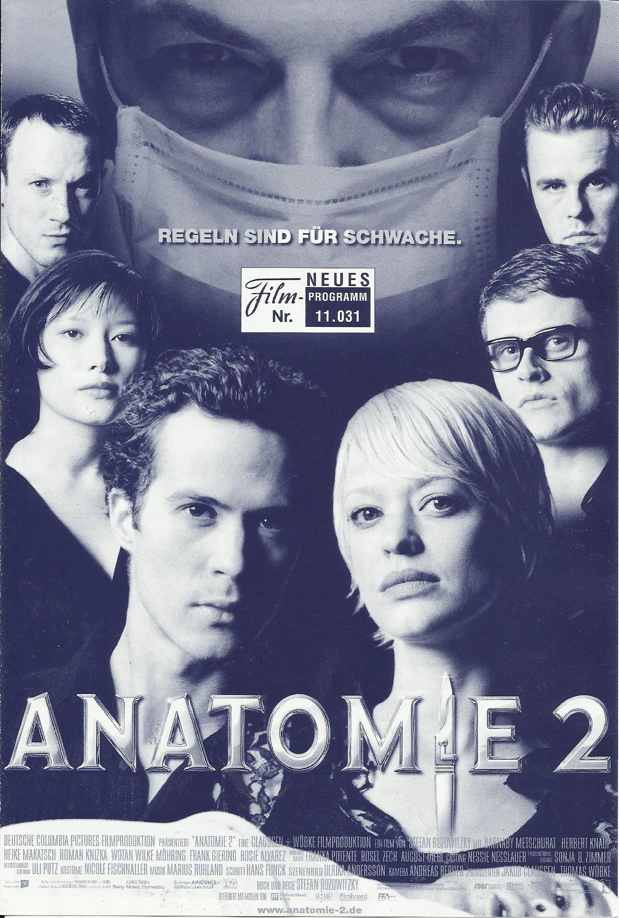 11031: Anatomie 2 ( Stefan Ruzowitzky ) Barnaby Metschurat, Herbert Knaup, Heike Makatsch, Roman Knizka, Wotan Wilke Möhring, Frank Giering, Rosie Alvarez, Jpachim Bißmeier